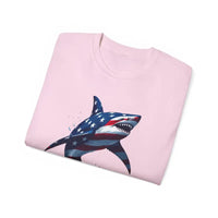 American Flag Shark Design Ultra Cotton Unisex T Shirt - Ocean State Styles