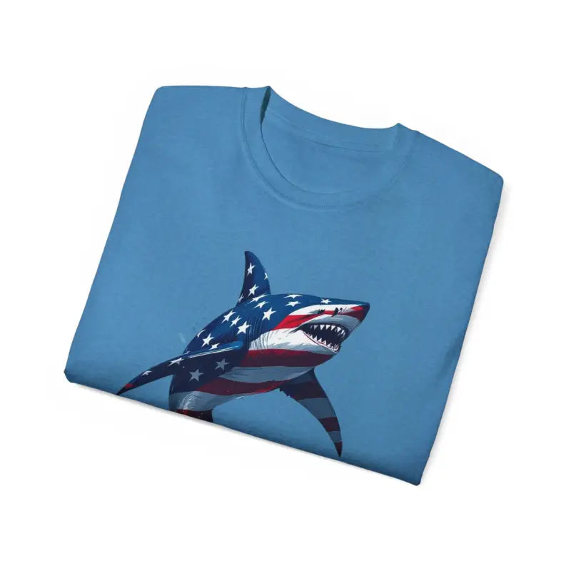 American Flag Shark Design Ultra Cotton Unisex T Shirt - Ocean State Styles