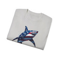 American Flag Shark Design Ultra Cotton Unisex T Shirt - Ocean State Styles
