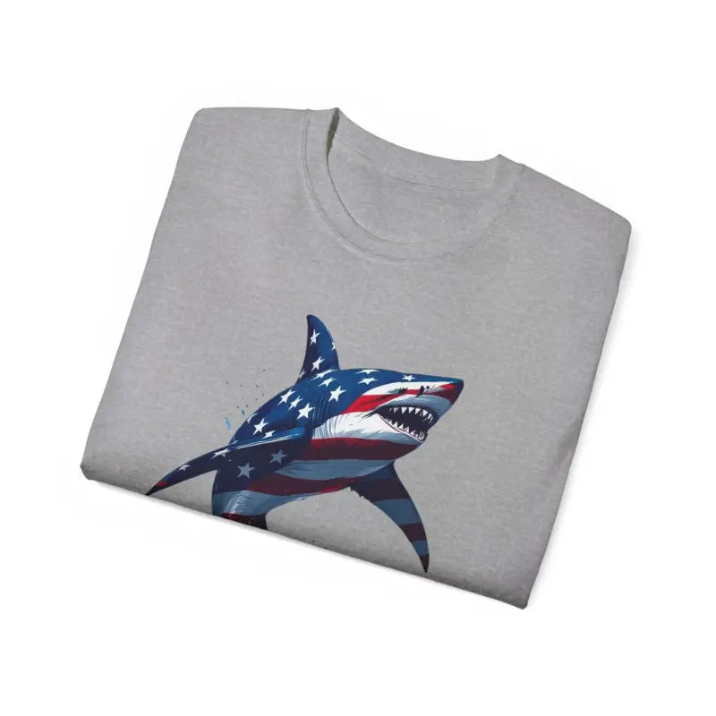 American Flag Shark Design Ultra Cotton Unisex T Shirt - Ocean State Styles