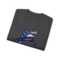 American Flag Shark Design Ultra Cotton Unisex T Shirt - Ocean State Styles