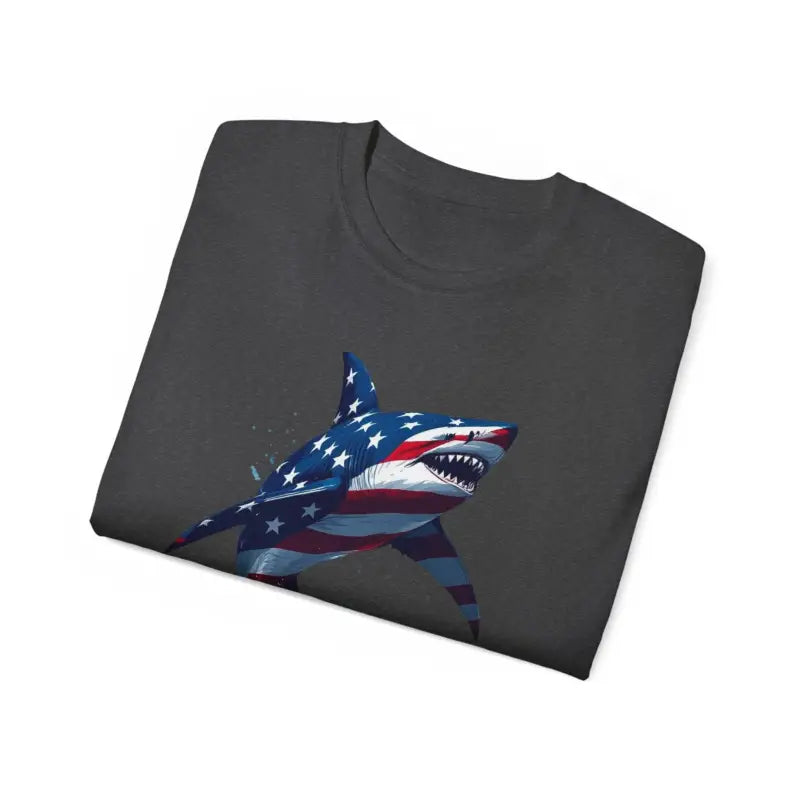 American Flag Shark Design Ultra Cotton Unisex T Shirt - Ocean State Styles