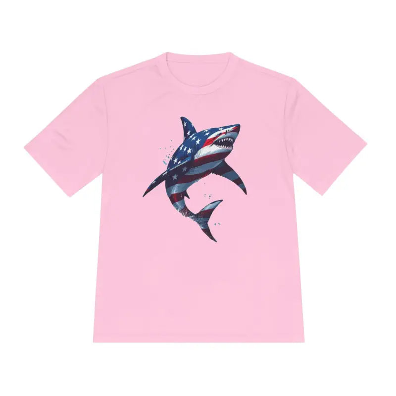 American Flag Shark Graphic Unisex Moisture Wicking T-Shirt - Ocean State Styles