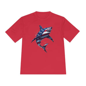 American Flag Shark Graphic Unisex Moisture Wicking T-Shirt - Ocean State Styles