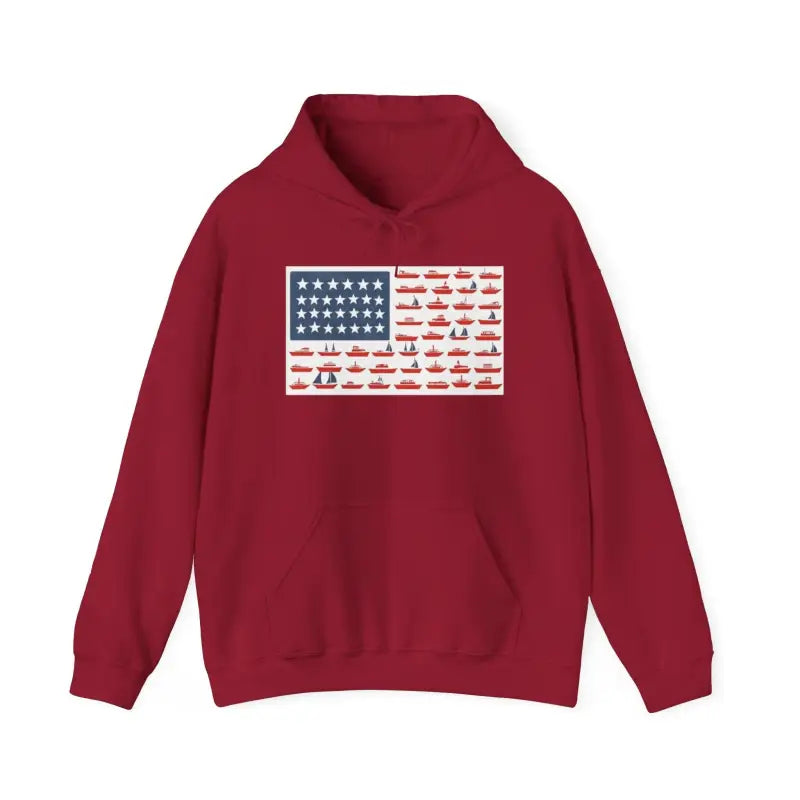 American Ship Flag Hooded Sweatshirt for Cozy Style Comfort - Ocean State Styles
