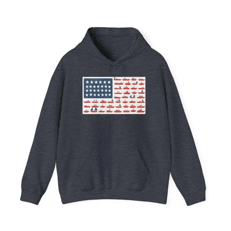 American Ship Flag Hooded Sweatshirt for Cozy Style Comfort - Ocean State Styles