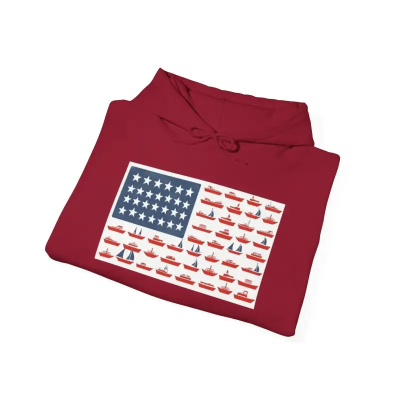 American Ship Flag Hooded Sweatshirt for Cozy Style Comfort - Ocean State Styles