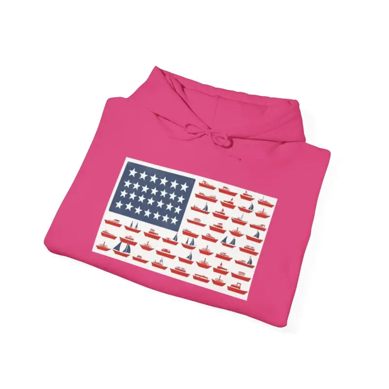 American Ship Flag Hooded Sweatshirt for Cozy Style Comfort - Ocean State Styles