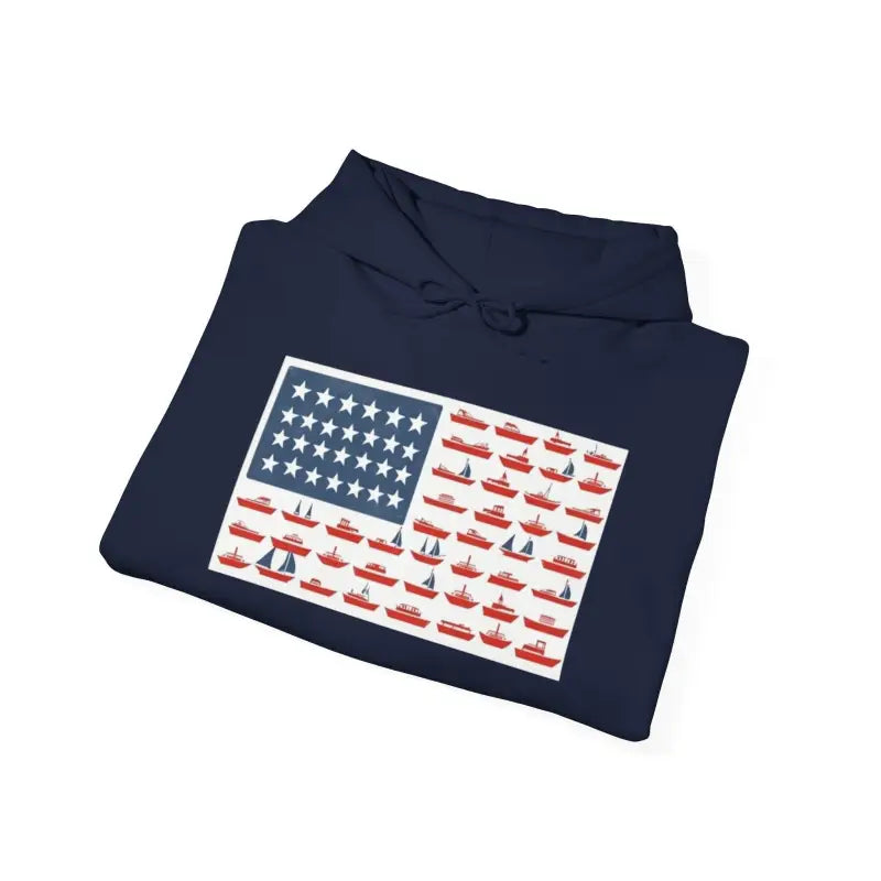 American Ship Flag Hooded Sweatshirt for Cozy Style Comfort - Ocean State Styles