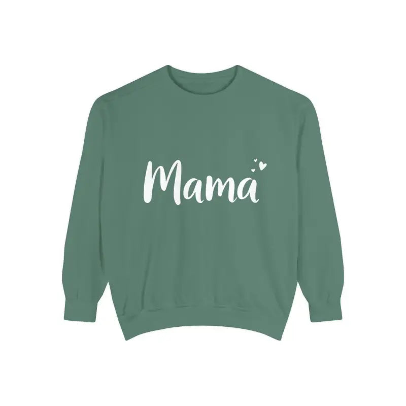 Green Mama sweatshirt displayed from Assorted Mama Sweatshirts in Teal Green and Pink collection