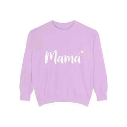 Lilac sweatshirt featuring Mama text from Assorted Mama Sweatshirts in Teal Green and Pink