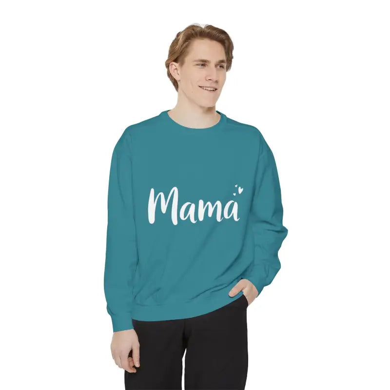 Teal Mama sweatshirt from assorted Mama sweatshirts collection displayed in the image