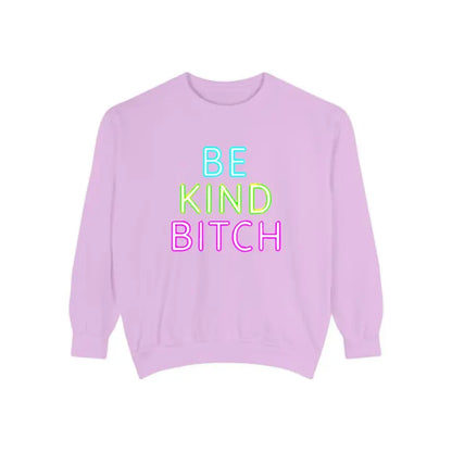 Lavender Be Kind Unisex Sweatshirt featuring vibrant colorful text design