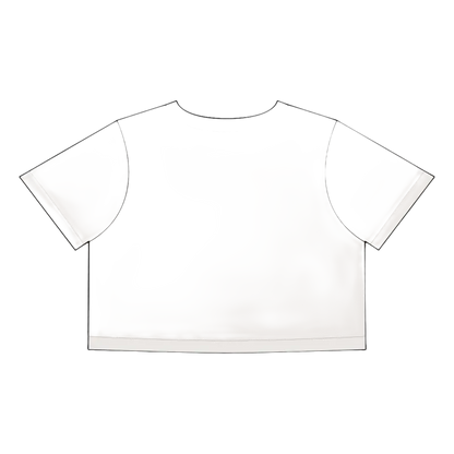 White cropped t-shirt from Beach Graphic Crop Tops in Gray and White collection