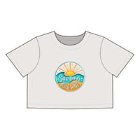 Beach Graphic Crop Tops for Women in Gray and White with Sundays at the Beach Design - Ocean State Styles