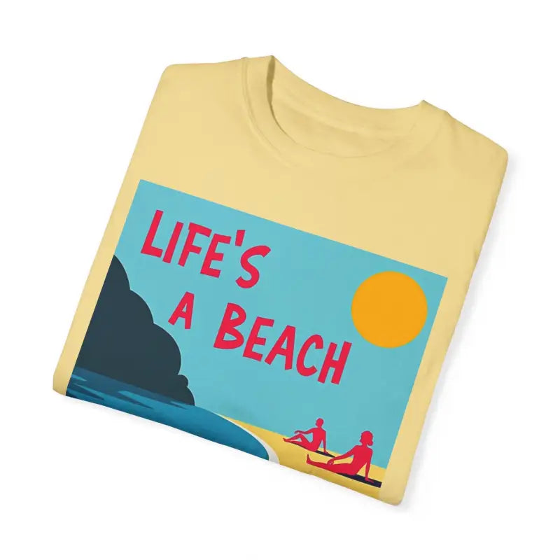 Yellow Beach Life Unisex T Shirt featuring a vibrant beach graphic design