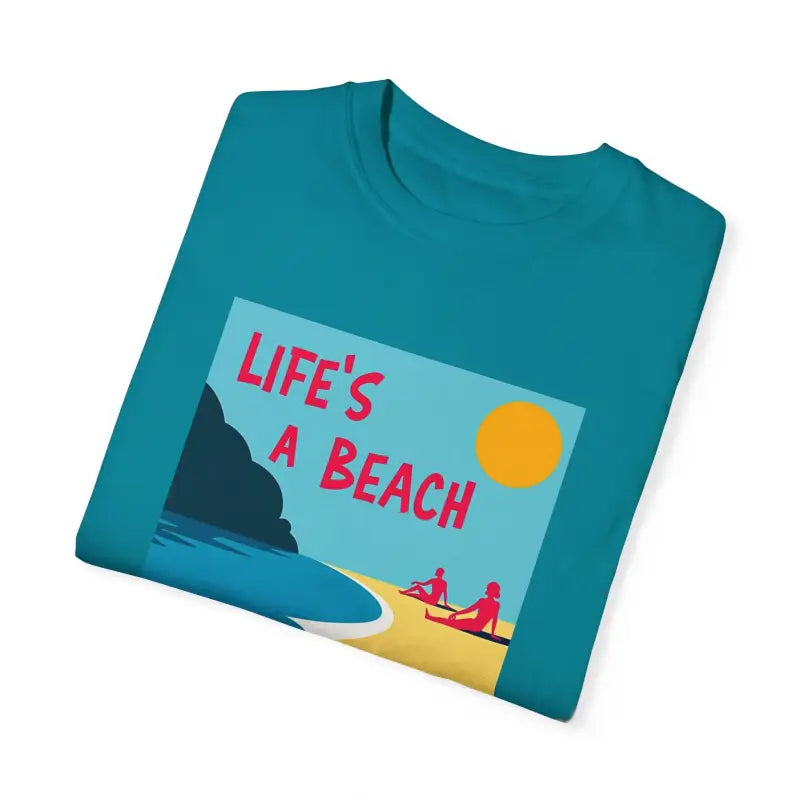 Beach Scene Graphic T-Shirt in Yellow Coral and Teal - Ocean State Styles