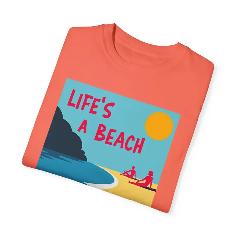 Beach Scene Graphic T-Shirt in Yellow Coral and Teal - Ocean State Styles