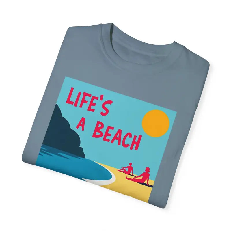 Beach Scene Graphic T-Shirt in Yellow Coral and Teal - Ocean State Styles