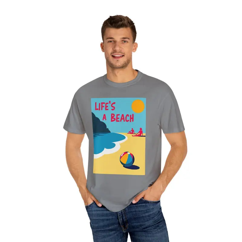 Beach Scene Graphic T-Shirt in Yellow Coral and Teal - Ocean State Styles