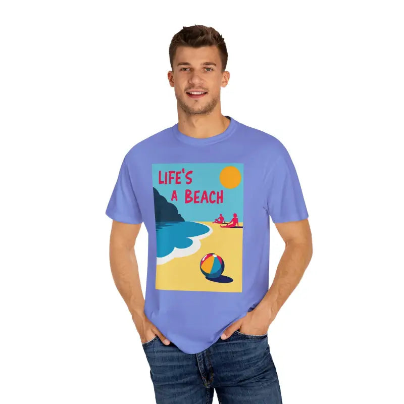Beach Scene Graphic T-Shirt in Yellow Coral and Teal - Ocean State Styles