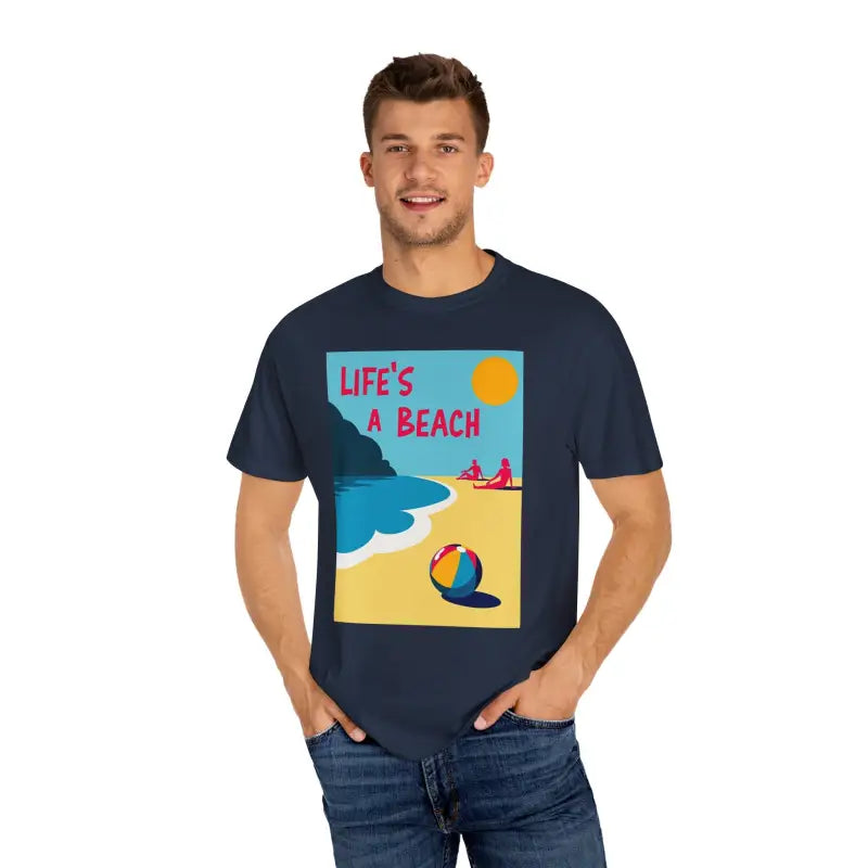 Beach Scene Graphic T-Shirt in Yellow Coral and Teal - Ocean State Styles