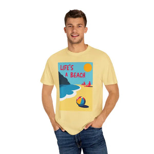Beach Scene Graphic T-Shirt in Yellow Coral and Teal - Ocean State Styles