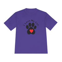 Beige I Love My Cat Moisture Wicking T Shirt with Cat Paw Print - Ocean State Styles