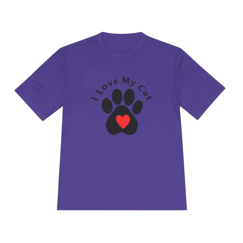 Beige I Love My Cat Moisture Wicking T Shirt with Cat Paw Print - Ocean State Styles