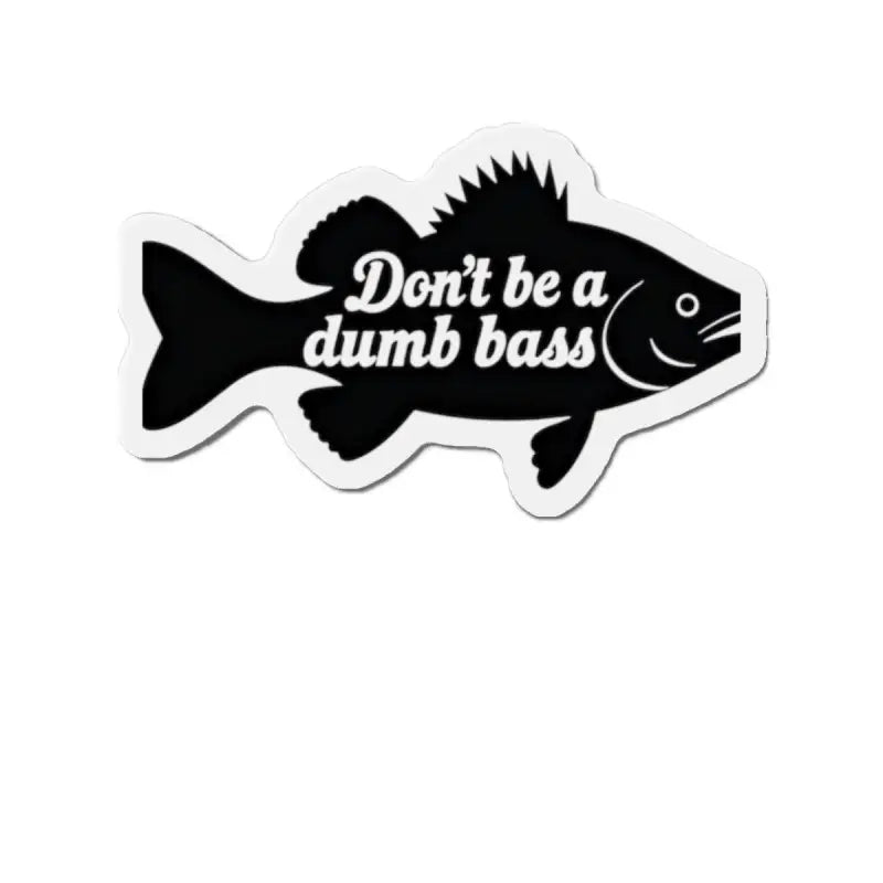 Black and white bass sticker on Black Fish Sticker with White Border Die Cut Magnet