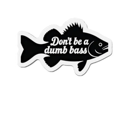 Black and white bass sticker on Black Fish Sticker with White Border Die Cut Magnet