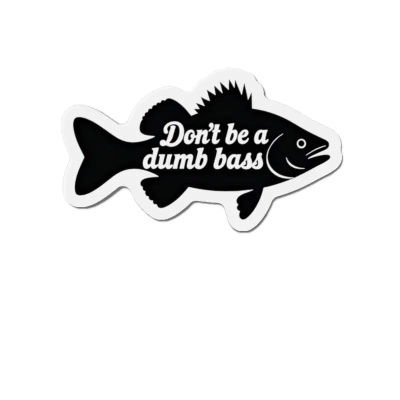 Black and white fish sticker displayed on Black Fish Sticker with White Border Die Cut Magnet