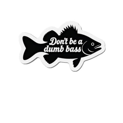 Black and white fish sticker displayed on Black Fish Sticker with White Border Die Cut Magnet