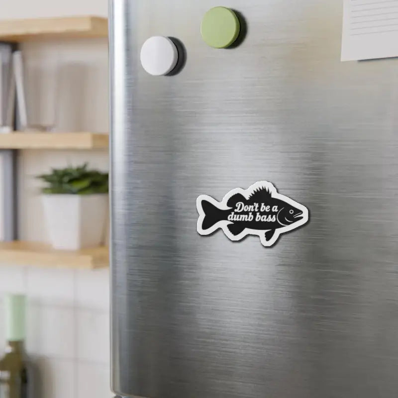 Fish-shaped magnet featured in Black Fish Sticker with White Border Die Cut Magnet Home Decor