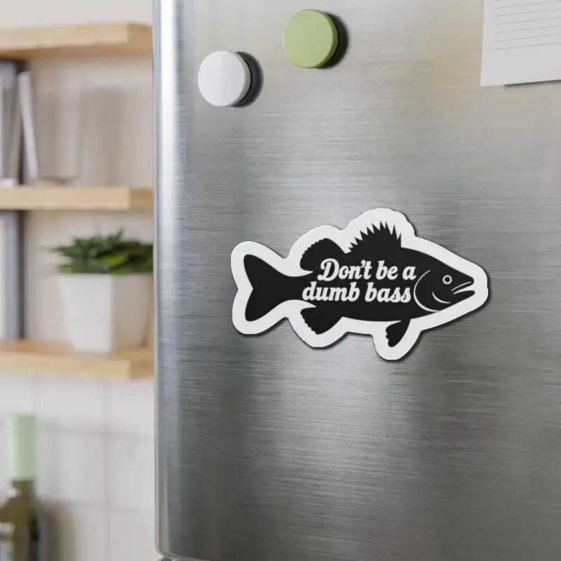 Bass-shaped magnet from Black Fish Sticker with White Border Die Cut Magnet Home Decor