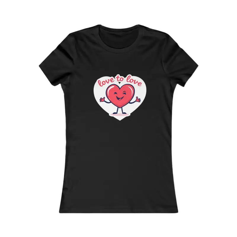 Black women’s fitted t-shirt featuring a heart graphic for stylish casual wear