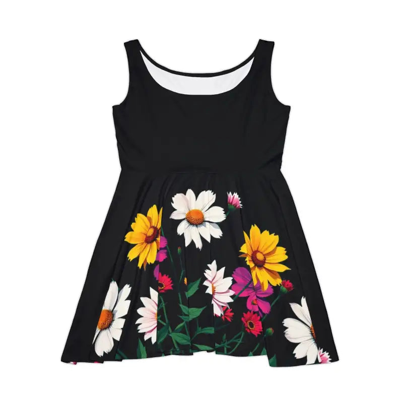 Black Floral Print Women's Skater Dress for Summer Style - Ocean State Styles