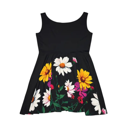 Black Floral Print Women's Skater Dress for Summer Style - Ocean State Styles