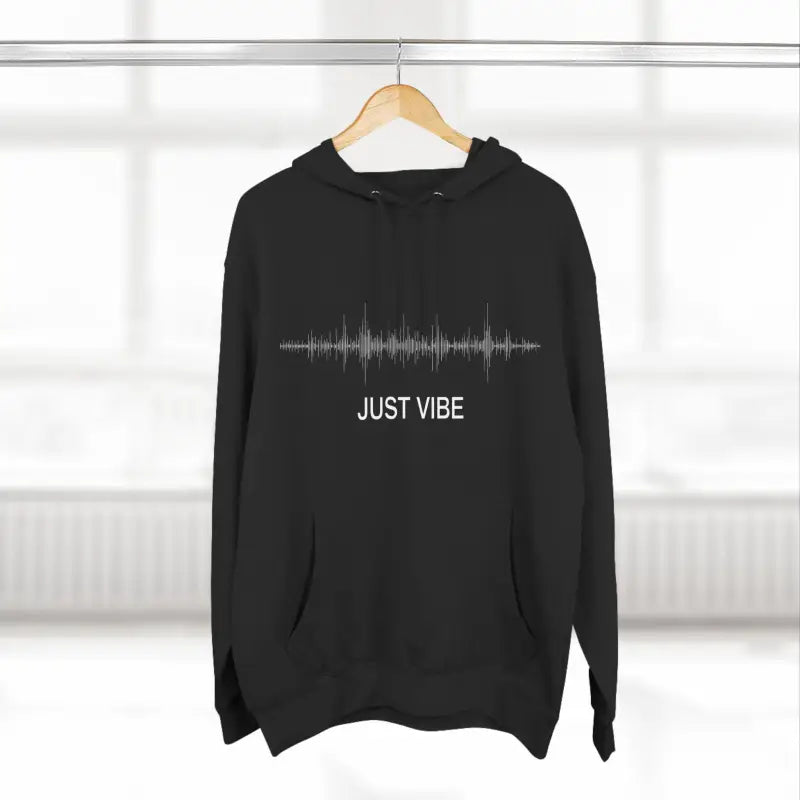 Black Hoodie with Just Vibe Sound Wave Design for Comfort - Ocean State Styles