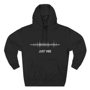 Black Hoodie with Just Vibe Sound Wave Design for Comfort - Ocean State Styles