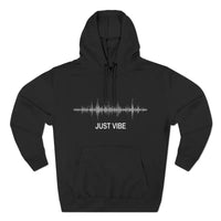 Black Hoodie with Just Vibe Sound Wave Design for Comfort - Ocean State Styles