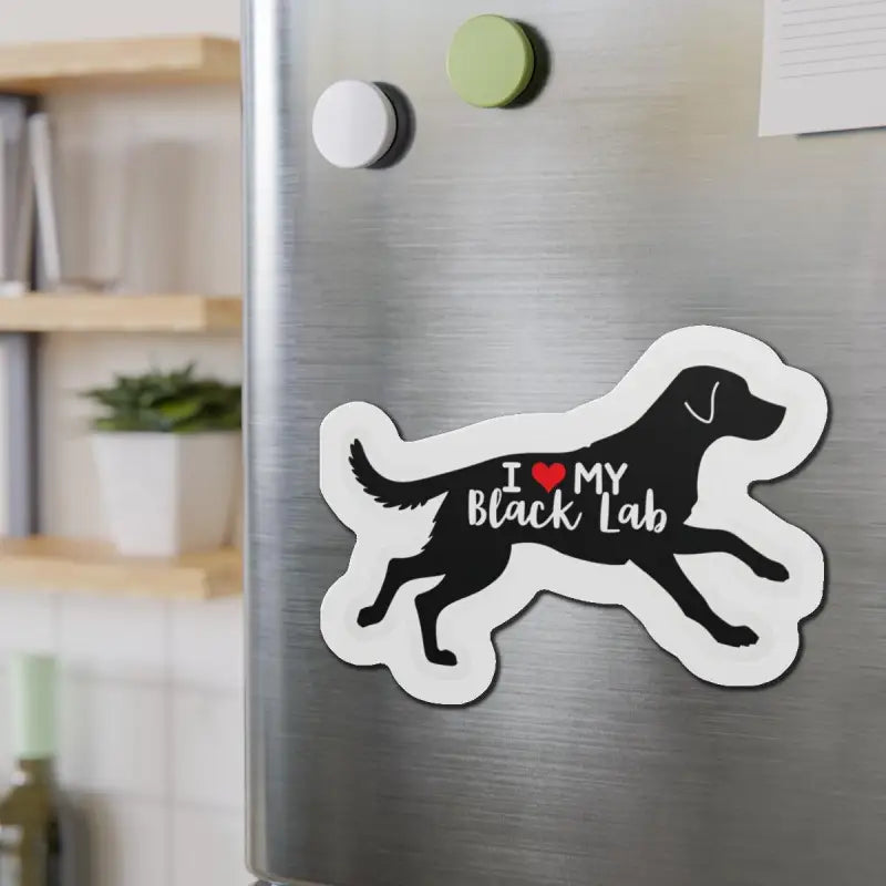 Black Labrador Silhouette Die Cut Magnet featuring a black lab magnet design