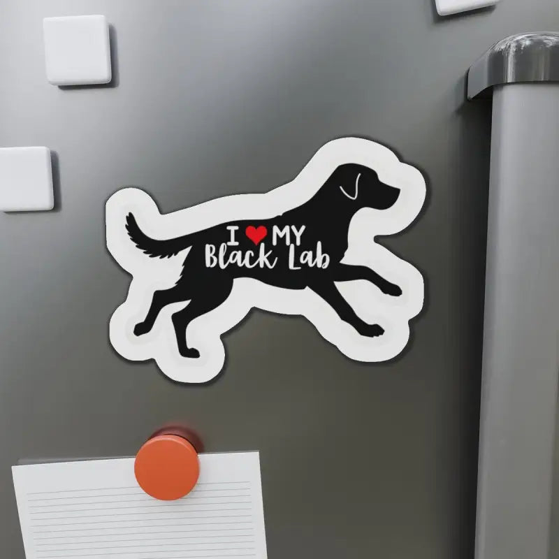 Black Labrador Silhouette Die Cut Magnet featuring an elegant black lab silhouette design