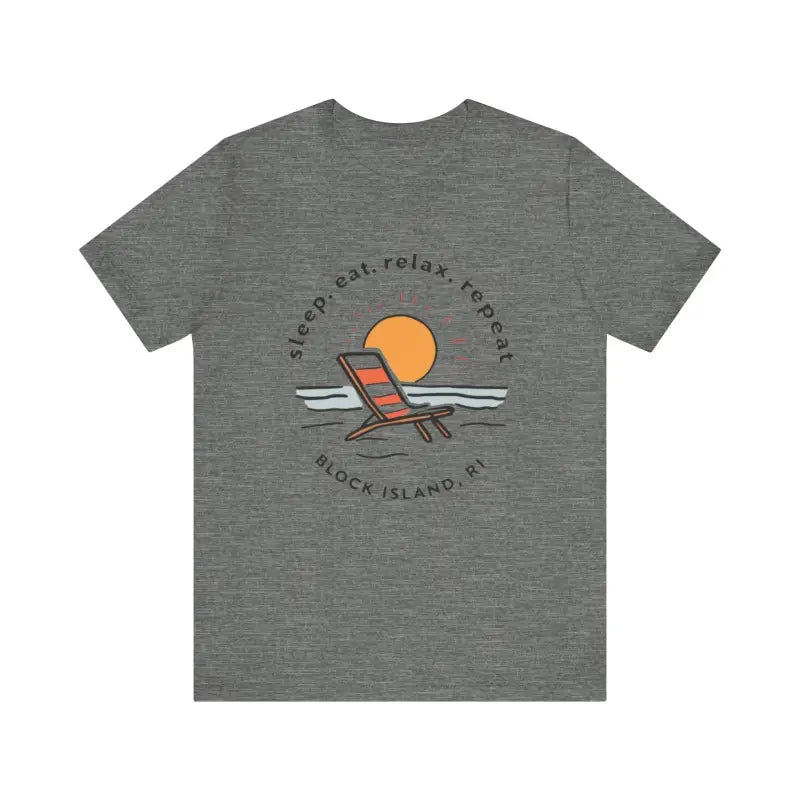 Gray Block Island Beach Vibes Unisex Tee for casual and stylish summer wear