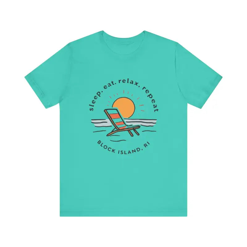 Turquoise Block Island Beach Vibes Unisex Tee for a stylish summer look