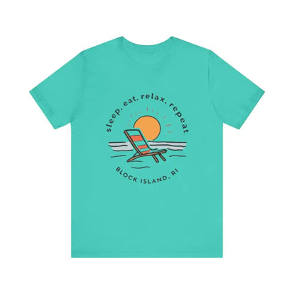 Turquoise Block Island Beach Vibes Unisex Tee for a stylish summer look