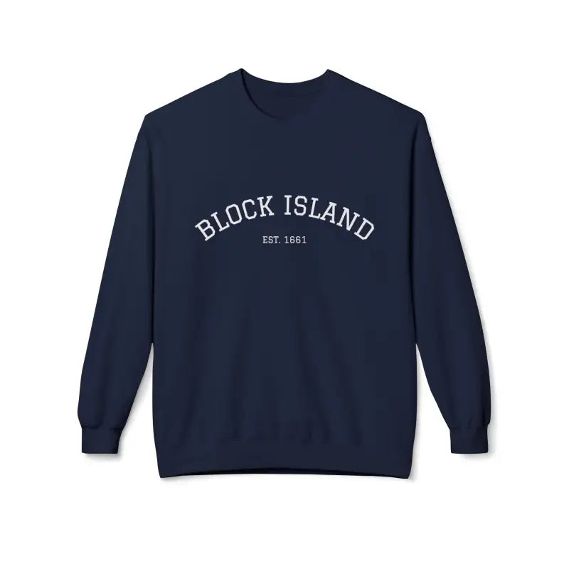 Navy blue long-sleeved sweatshirt from Block Island Crewneck collection in light blue