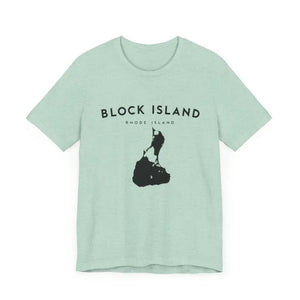 Block Island Design T-Shirt in Gray Light Green and Mint for Coastal Vibes - Ocean State Styles