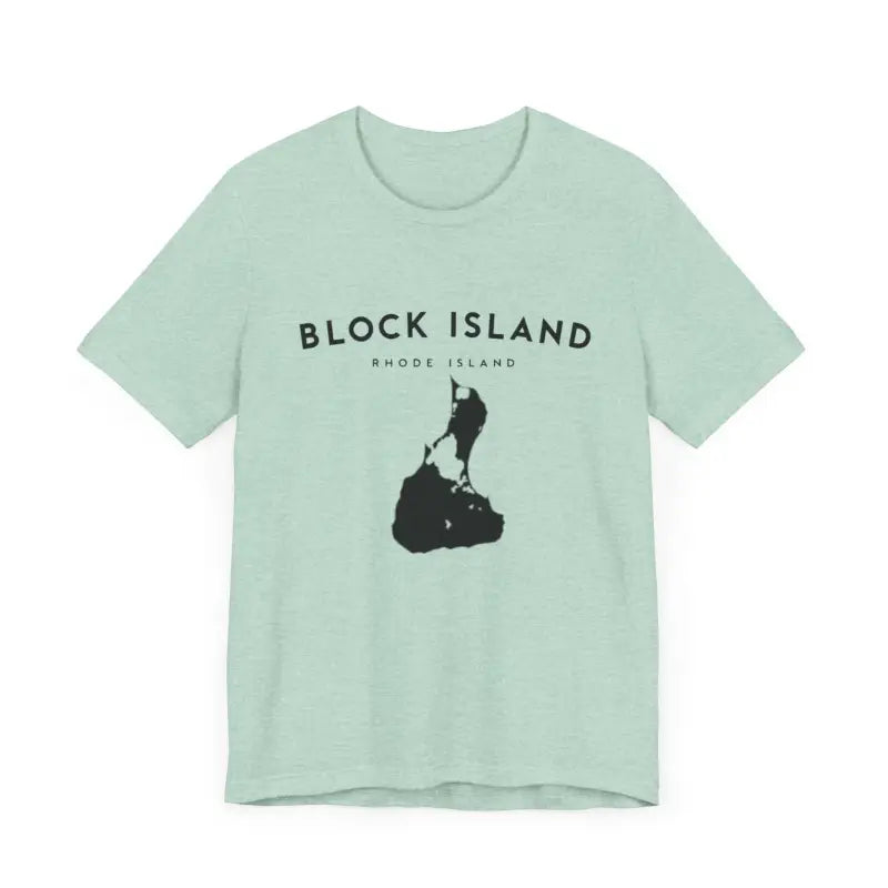 Block Island Design T-Shirt in Gray Light Green and Mint for Coastal Vibes - Ocean State Styles