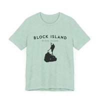 Block Island Design T-Shirt in Gray Light Green and Mint for Coastal Vibes - Ocean State Styles